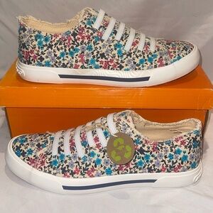 Rocket Dog Women White Floral Canvas Lace-up Casual Sneakers size 9.5